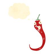 retro cartoon chili pepper with thought bubble