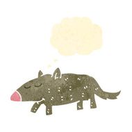 retro cartoon wombat with thought bubble