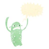 retro cartoon alien with speech bubble