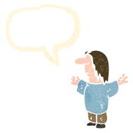retro cartoon hippie man with speech bubble
