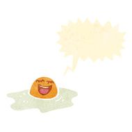 happy fried egg retro cartoon