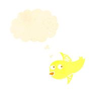 retro cartoon chick with thought bubble