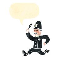 retro cartoon british policeman chasing