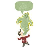 retro cartoon ghost escaping man