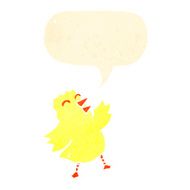 retro cartoon chick with speech bubble