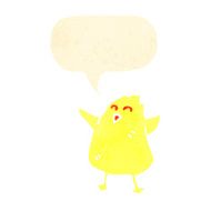 retro cartoon chick with speech bubble N2