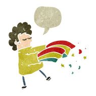 retro cartoon magic man with speech bubble