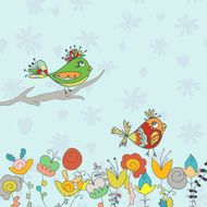 background with flower and bird