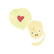 cartoon skull with love heart N7
