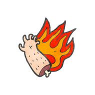 cartoon burning halloween arm