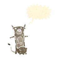 retro cartoon cow with speech bubble N2