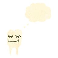 retro cartoon tooth with face