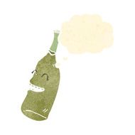 retro cartoon white wine bottle