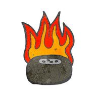 retro cartoon flaming tyre