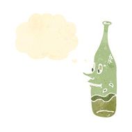 retro cartoon white wine bottle N2