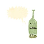 retro cartoon drunk wine bottle