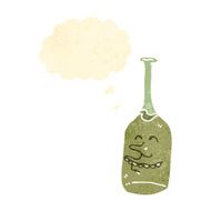 retro cartoon white wine bottle N3