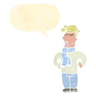 cartoon blond man with speech bubble