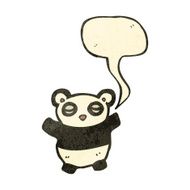 retro cartoon panda with speech bubble