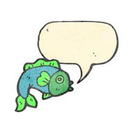 retro cartoon fish with speech bubble