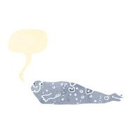 retro cartoon seal with speech bubble N2