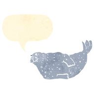 retro cartoon seal with speech bubble N3