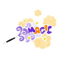 retro cartoon magic wand
