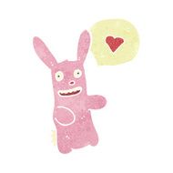 retro cartoon rabbit with love heart