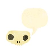 retro cartoon skull symbol with speech bubble