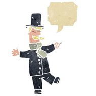 retro cartoon victorian man with speech bubble
