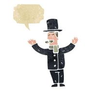 retro cartoon victorian man with speech bubble N2