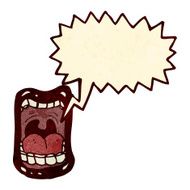 screaming mouth retro cartoon