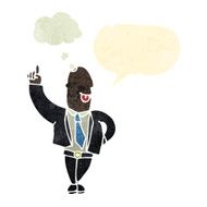 cartoon businessman explaining his idea