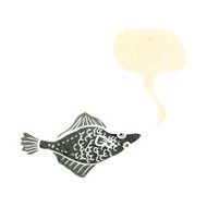 retro cartoon flatfish with speech bubble
