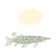 retro cartoon fish with thought bubble N2