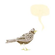 bird retro illustration with speech bubble