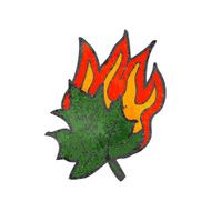 retro cartoon burning leaf symbol