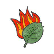 retro cartoon burning leaf symbol N2