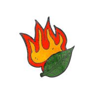 retro cartoon burning leaf symbol N4