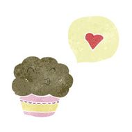 retro cartoon muffin with love heart
