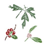 retro cartoon leaves and berries