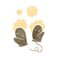 retro cartoon winter mittens