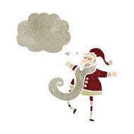 retro cartoon santa claus with thought bubble