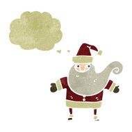 retro cartoon santa claus with thought bubble N2