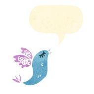 retro cartoon singing bird N8