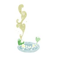 retro cartoon fish bones on plate