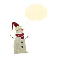 retro cartoon snowman with thoguth bubble