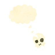 retro cartoon skull with thought bubble N6