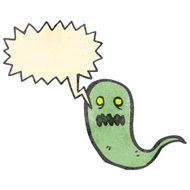 retro cartoon ghost with speech bubble N13