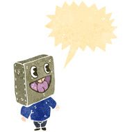 retro cartoon boy with bag on head